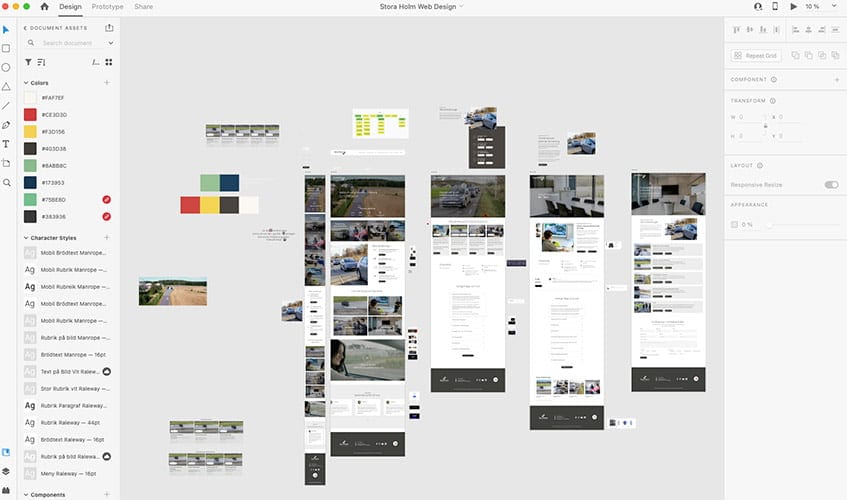 skiss-hemsida-korskola Adobe XD till trafikskola