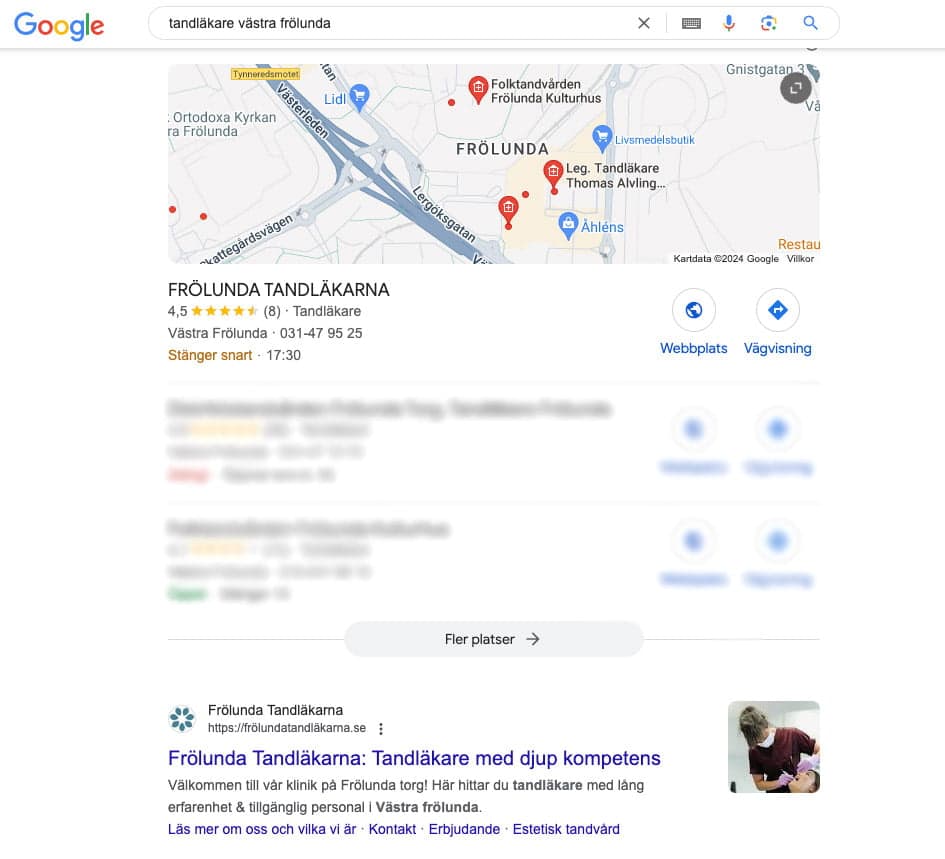 SEO serpen tandläkare